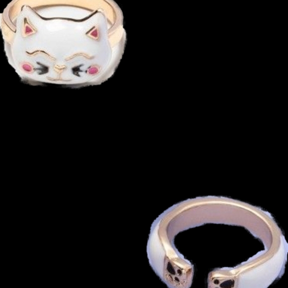 NWOT More Than Magic Kid's 3-pc Cat Ring Set: WHITE/GOLD! - Picture 4 of 12